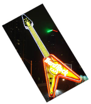 Neon-Gitarre des Hard Rock Cafes in Chicago