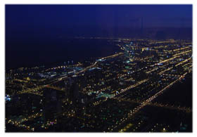 Chicago bei Nacht vom Sears Tower aus